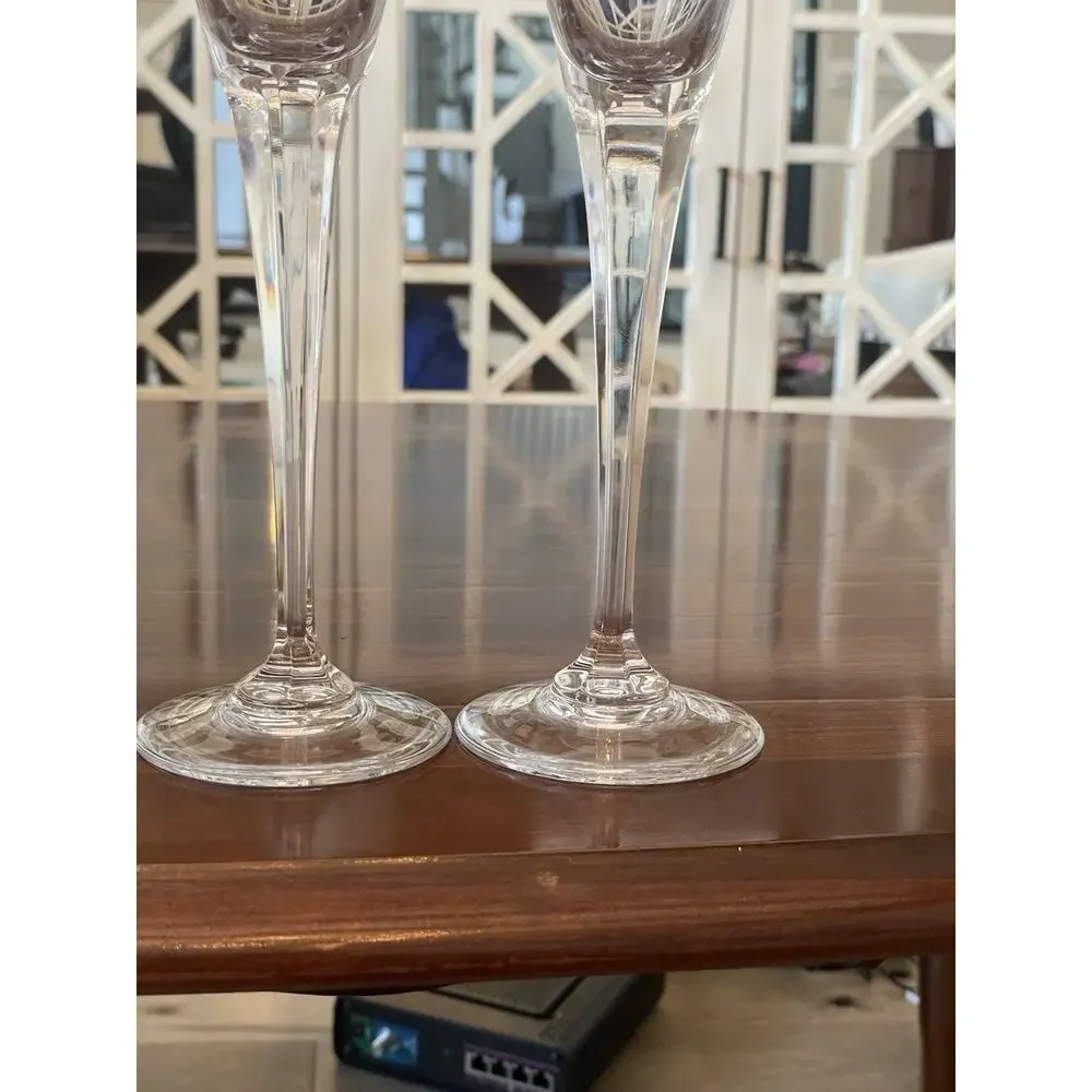 Set of 2 Mikasa Wedding Bells Toasting Fluted Champagne Glass Lead Crystal